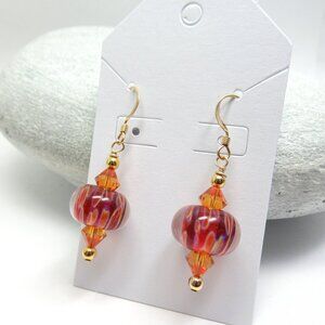 Boro and Crystal bead earrings on gold